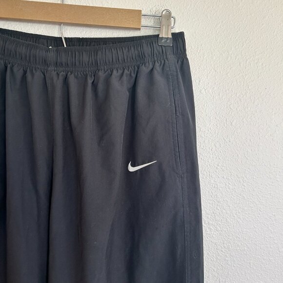 Nike Track Pants L Black Windbreaker Zip Ankle Pull On Elastic Waist Logo - Picture 2 of 10